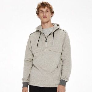 Scotch & Soda Small Men’s Gray Hooded Pullover with Black Accents.